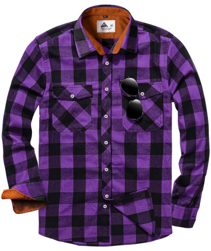 ZITY Men's Plaid Button Up Shirt with Flap Pocket Spring Fall Top-ZPK006565 | Zitysports