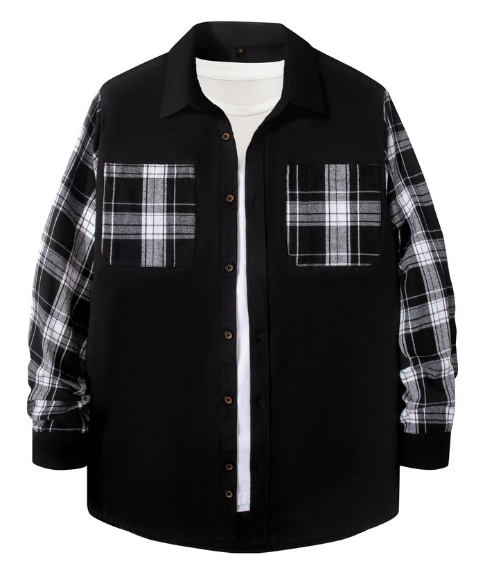 ZITY Men's Plaid Sweatshirt Button Down with Two Pocket-ZPK007276 | Zitysports