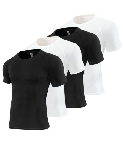 4 Pack ZITY Men's Solid Color Athletic Dri Fit Compression T-Shirt-DUMTS05984