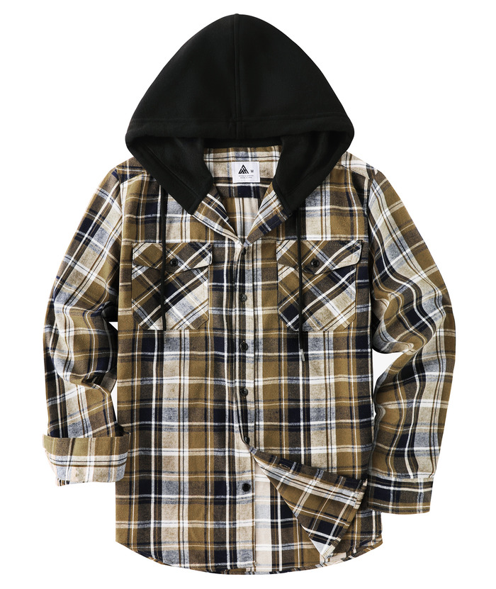 ZITY Men's Color Block Pattern Long Sleeve Casual Plaid Flannel Shirt-ZPK006185 | Zitysports