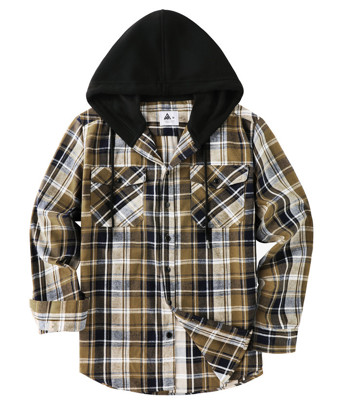 ZITY Men's Color Block Pattern Long Sleeve Casual Plaid Flannel Shirt-ZPK006185 | Zitysports