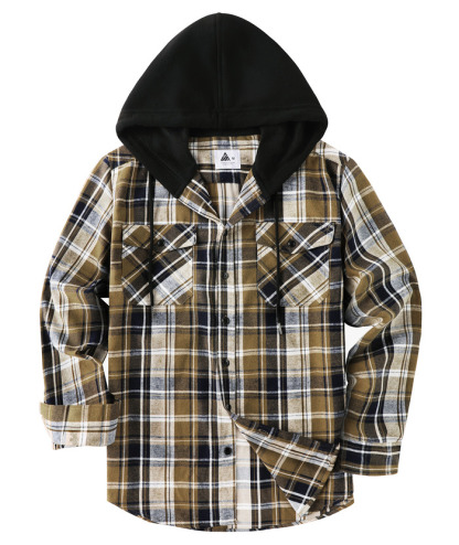 ZITY Men's Color Block Pattern Long Sleeve Casual Plaid Flannel Shirt-ZPK006185 | Zitysports