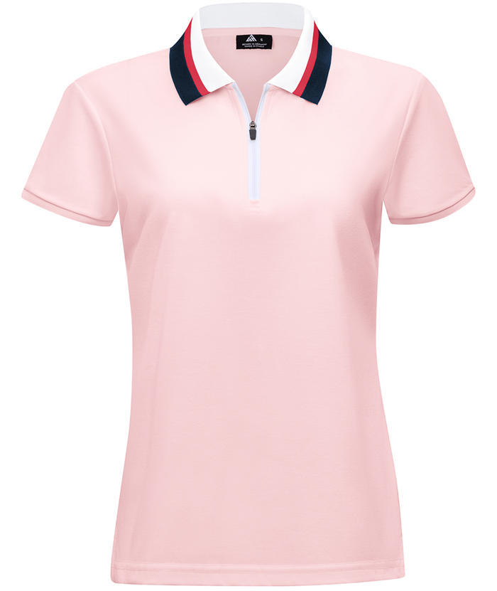 Light pink women's sports polo - Casual slim fit moisture-wicking