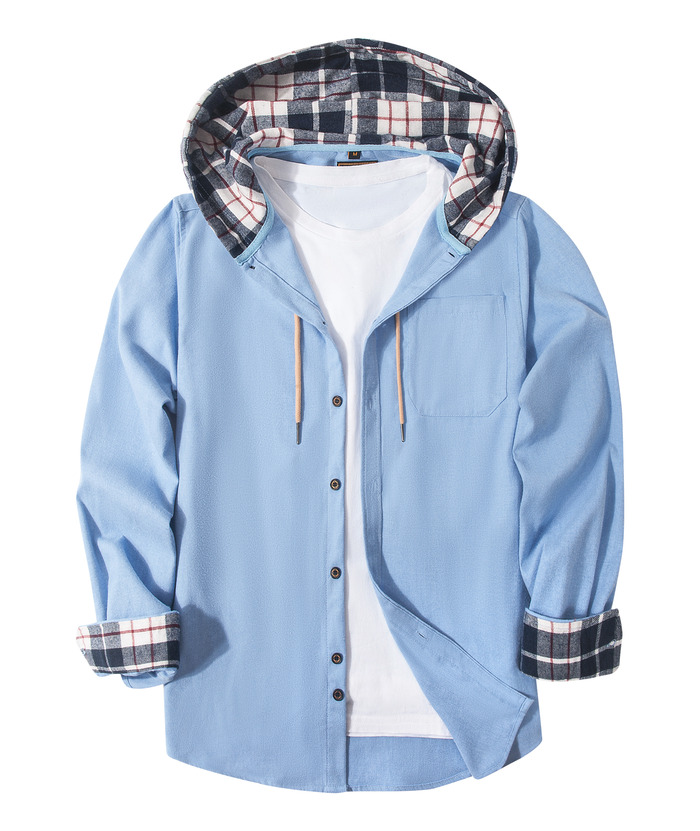 ZITY Men's Button Up Plaid Flannel Hoodie-ZPK007043 | Zitysports