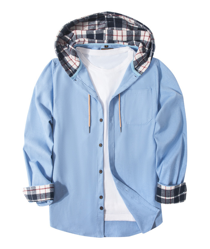 ZITY Men's Button Up Plaid Flannel Hoodie-ZPK007043 | Zitysports