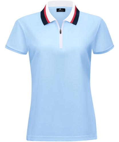 Sky blue solid color polo shirt - Athletic casual fit for women