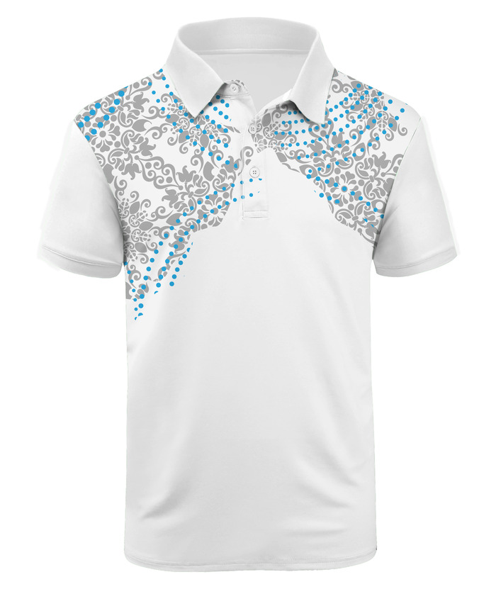 Men's White Ethnic Prints Golf Polo Shirt
