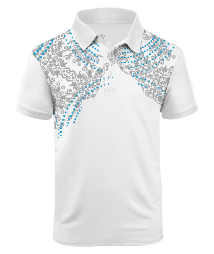 Men's White Ethnic Prints Golf Polo Shirt