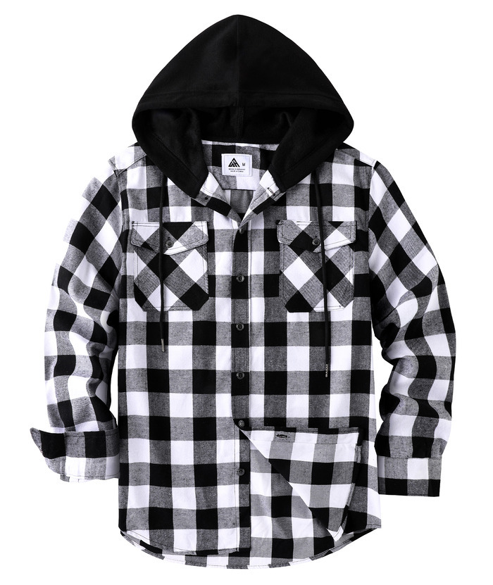 ZITY Men's Color Block Pattern Long Sleeve Casual Plaid Flannel Shirt-ZPK006185 | Zitysports