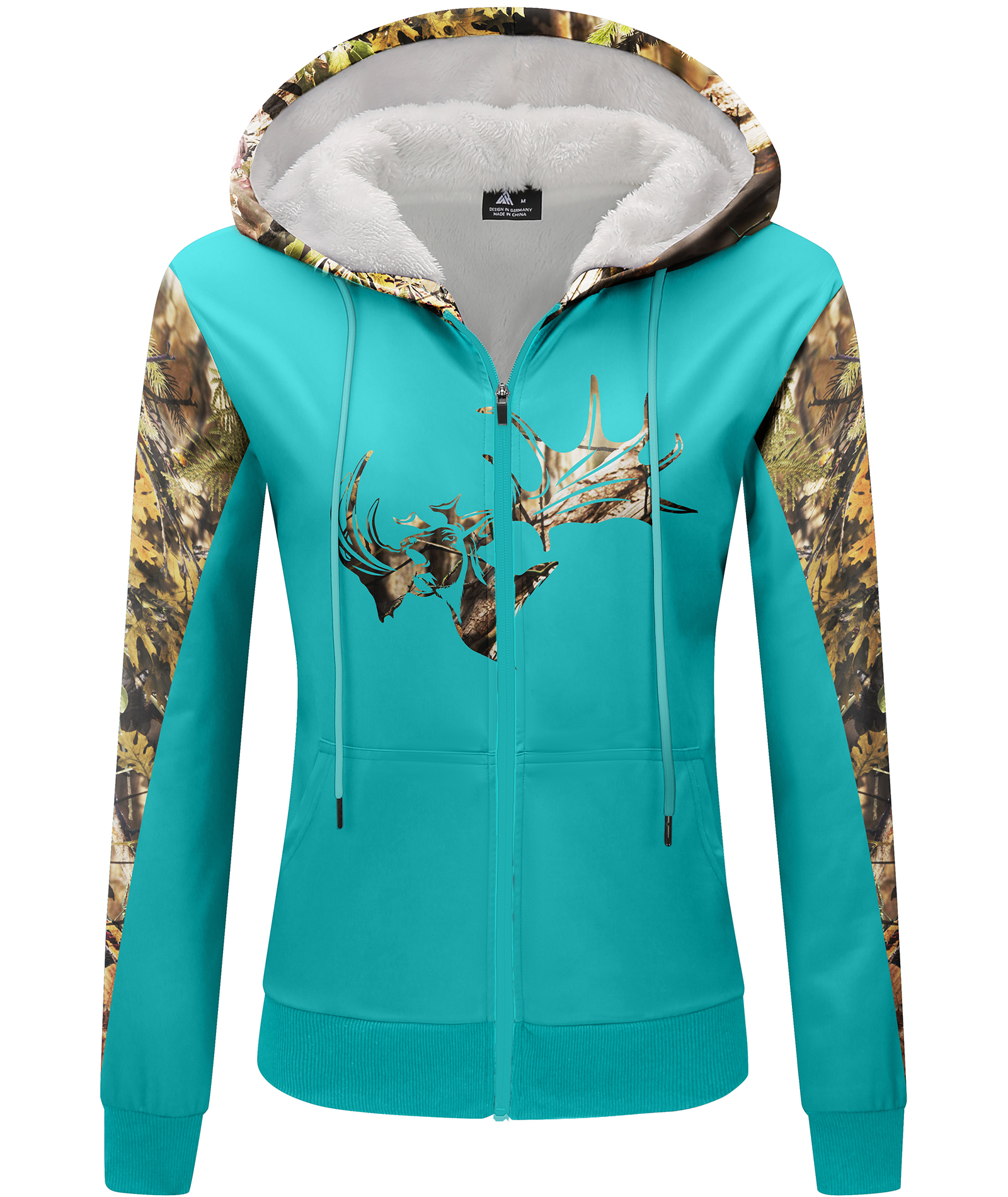 ZITY Women's Full Zipper Printed Fleece Hoodie-CUWFH01531