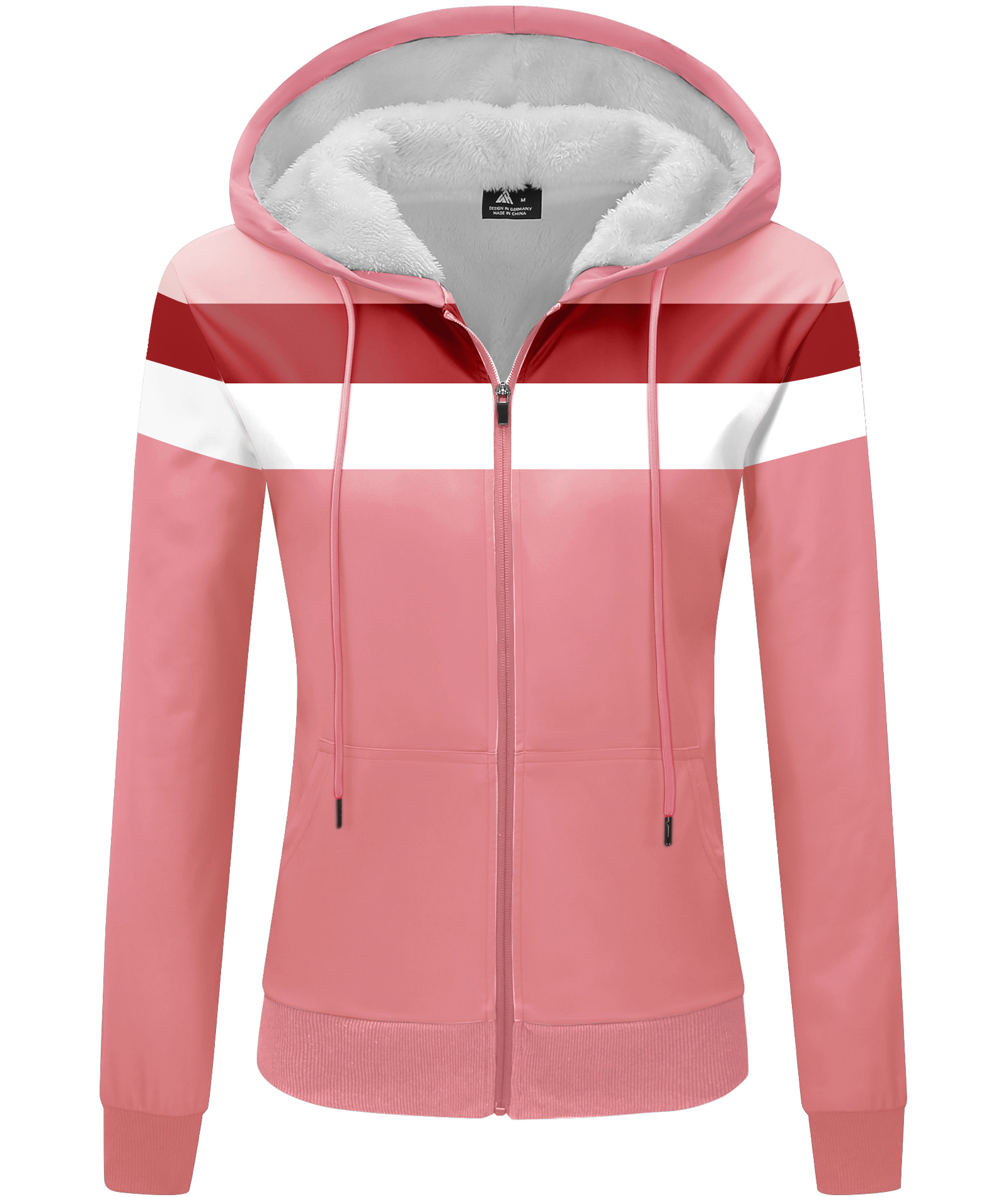 ZITY Women's Long Sleeve Color Block Warm Fleece Hoodie-CUWFH01395