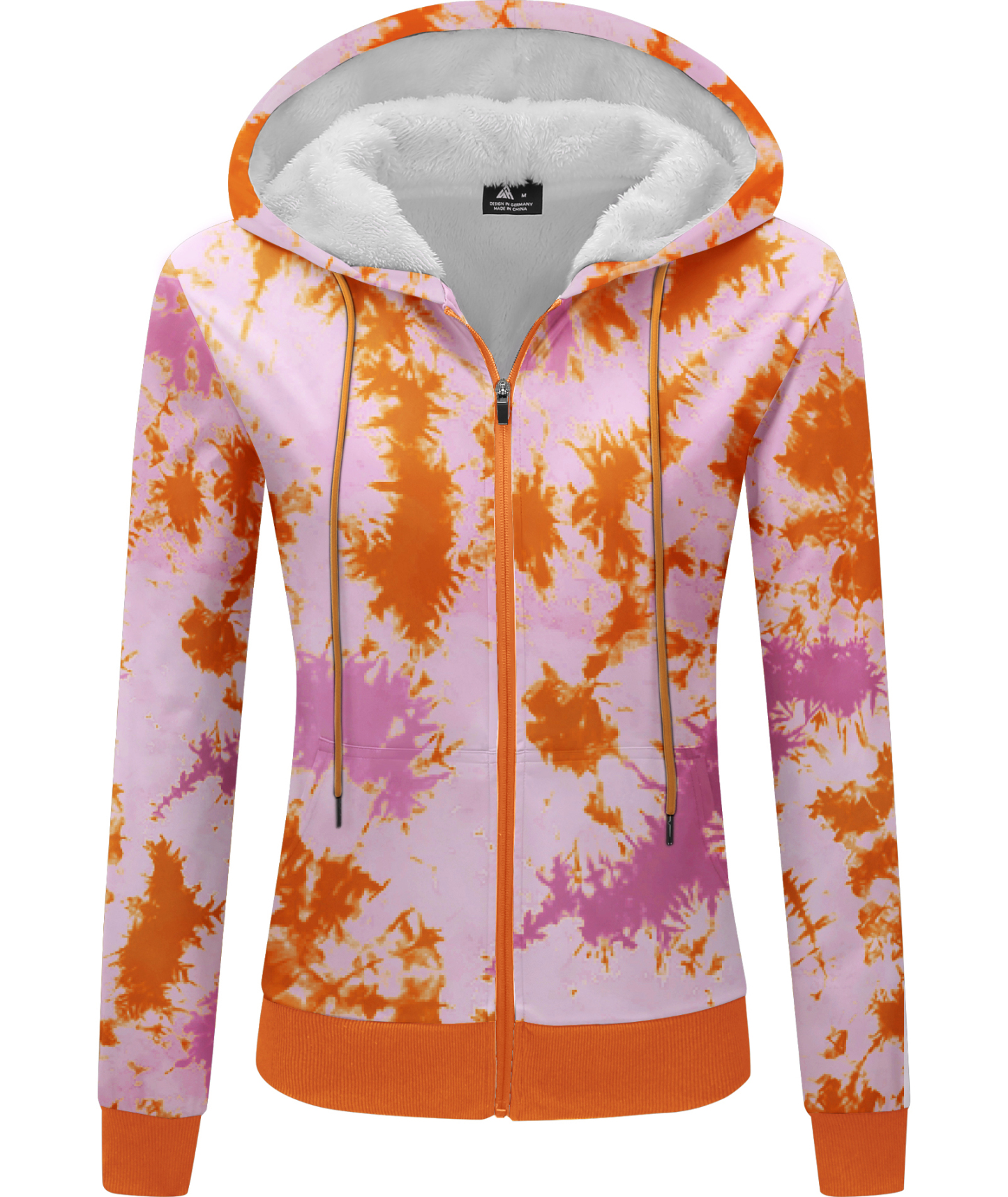 ZITY Women's Tie Dye Full Zipper Fleece Hoodie-CUWFH01516