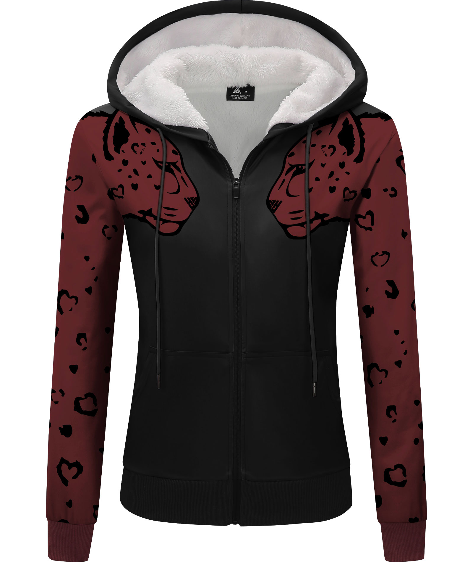 ZITY Women's Leopard Print Long Sleeve Fleece Hoodie-CUWFH01055