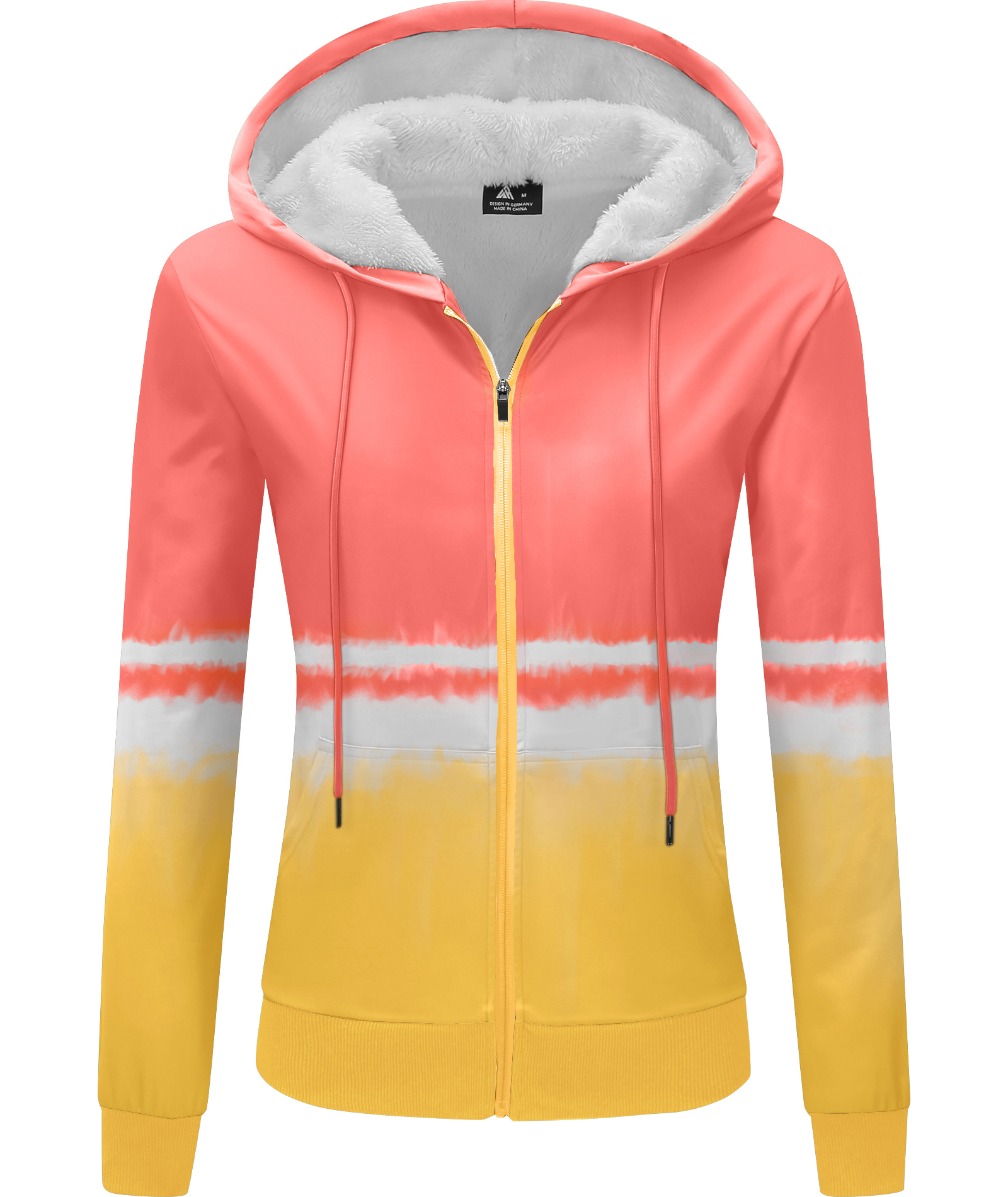 ZITY Women's Full Zipper Contrast Color Fleece Hoodie-CUWFH01520