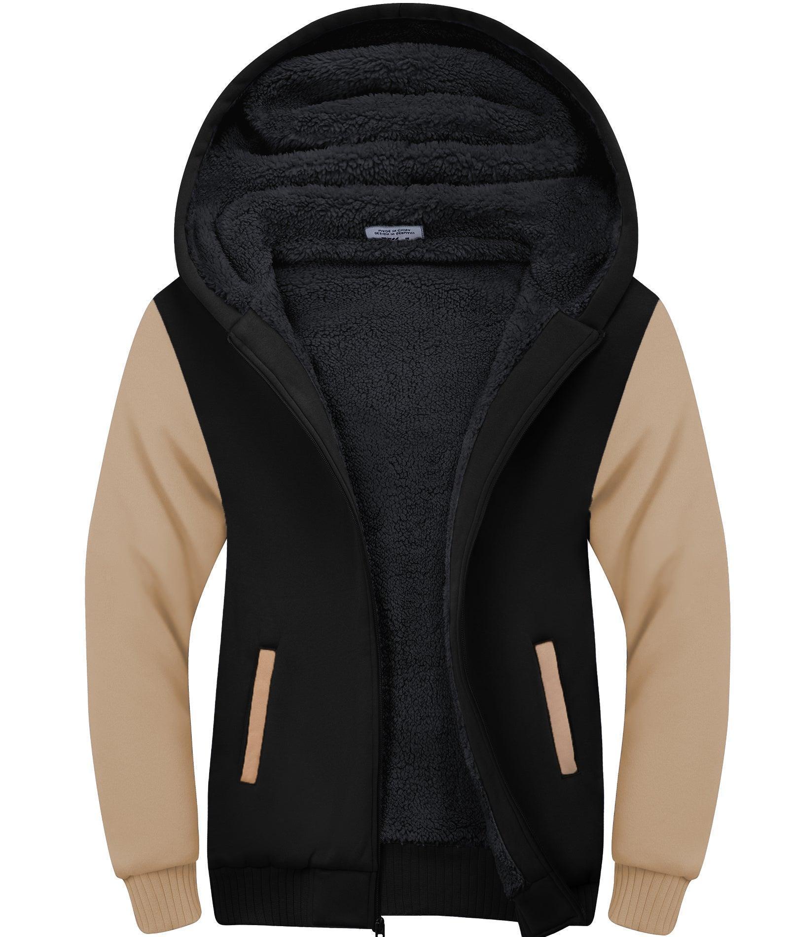 ZITY Men's Full Zip Up Contrast Color Fleece Hoodie-zity1712