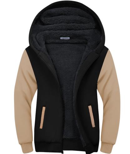 ZITY Men's Full Zip Up Contrast Color Fleece Hoodie-zity1712