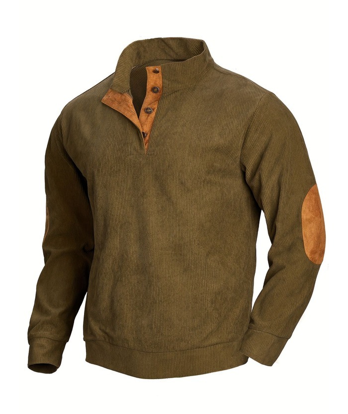 ZITY Men's Stand Collar Button Up Waffle Sweatshirt-DUMFH04609 | Zitysports