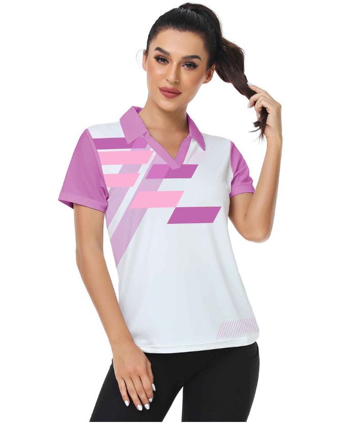ZITY Women's Slim Fit V Neck Golf Polo Shirt-CFWZZ00034