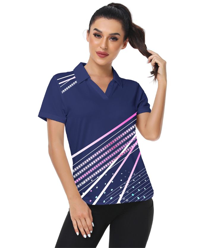 ZITY Women's Dri Fit V Neck Golf Polo Shirt-CFWZZ00035