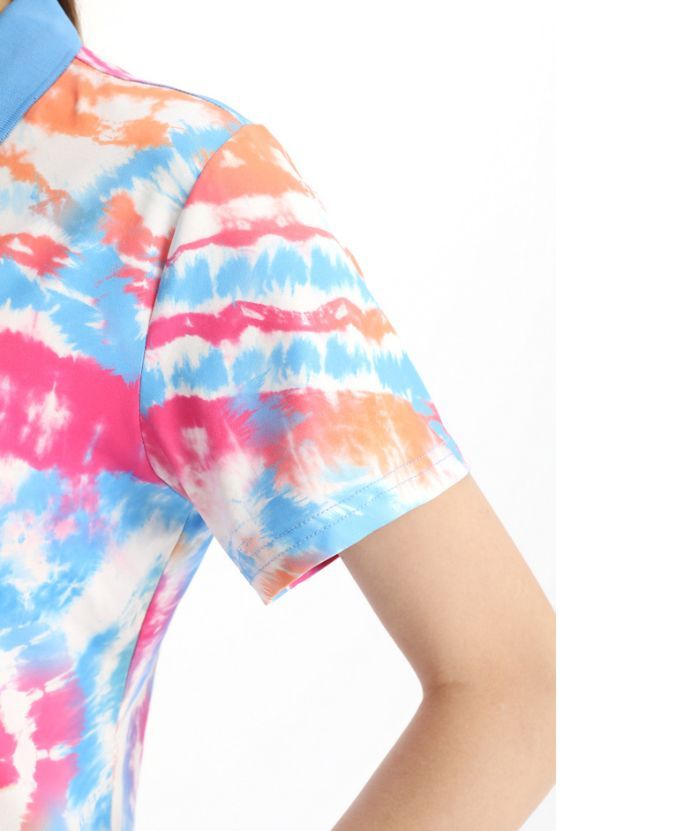 ZITY Women's Slim Fit Tie Dye Print Golf Polo Shirt-CFWZZ00041