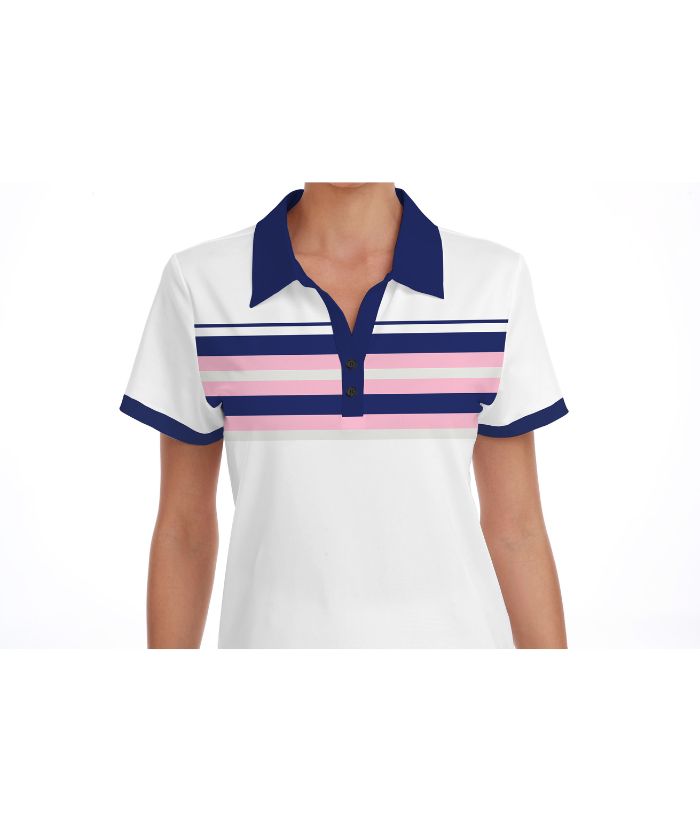 ZITY Women's Striped Slim Fit Sports Polo Shirt-CUWPO01341