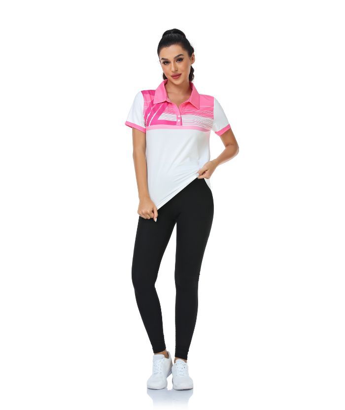 ZITY Women's Striped V Neck Golf Polo Shirt-CUWPO01342