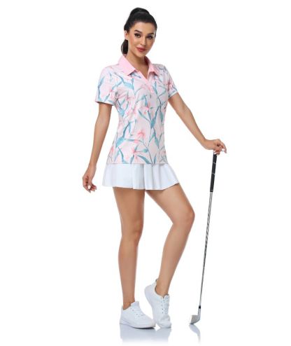 ZITY Women's Floral Print Dri Fit Golf Polo Shirt-CUWPO01343