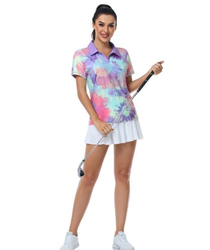 ZITY Women's Slim Fit V Neck Golf Polo Shirt-CUWPO01301