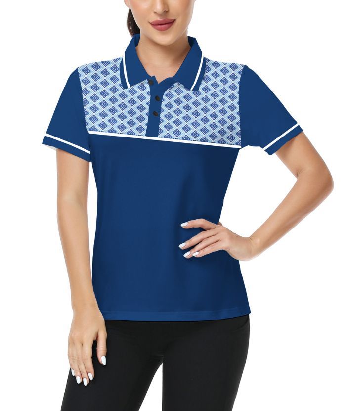 Wholesale Women's Butterfly Print Slim Fit Golf Polo Shirt | Zitysports
