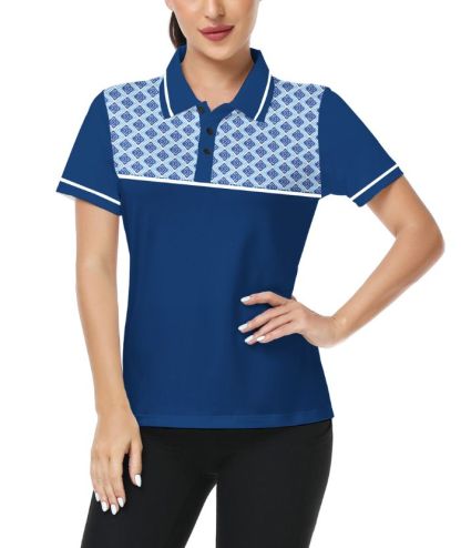 ZITY Women's Navy Blue Slim Fit Golf Polo Shirt-CUWPO01352