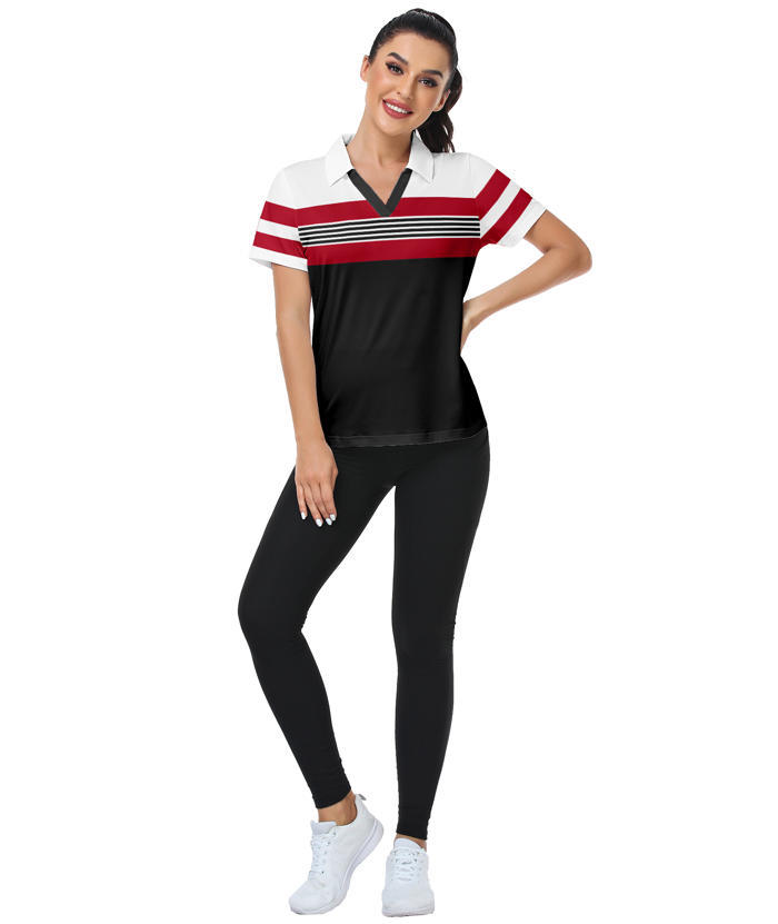 ZITY Women's Dri Fit Casual V Neck Golf Polo Shirt-CFWTX00037