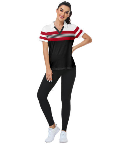 ZITY Women's Dri Fit Casual V Neck Golf Polo Shirt-CFWTX00037