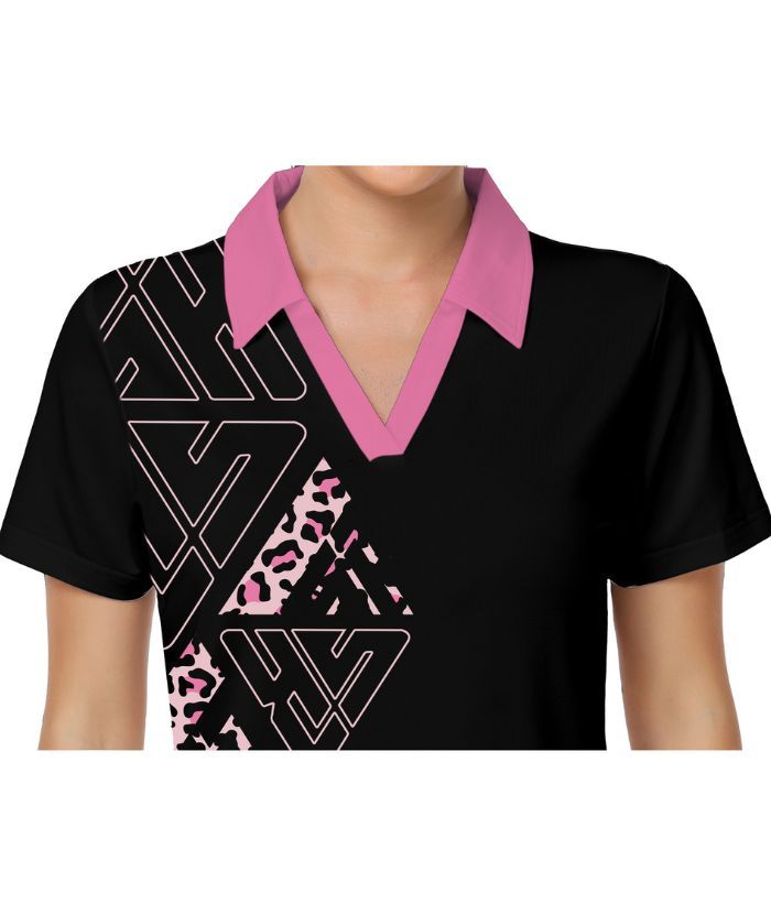 ZITY Women's Black Slim Fit Golf Polo Shirt-CUWPO01336