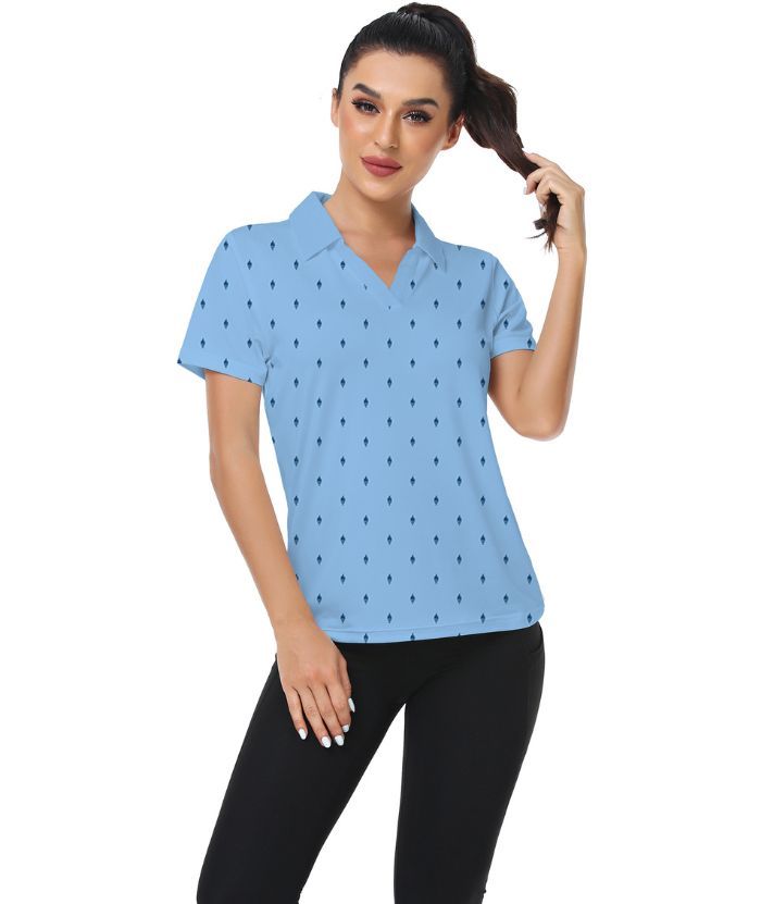 ZITY Women's Slim Fit V Neck Golf Polo Shirt-CUWPO01337