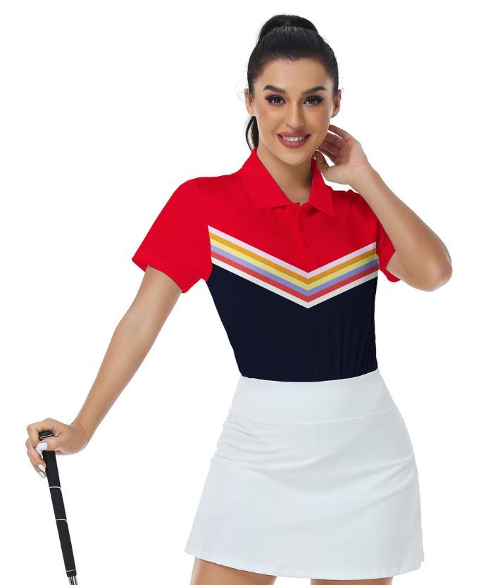ZITY Women's Dri Fit Red Golf Polo Shirt-CUWPO01576