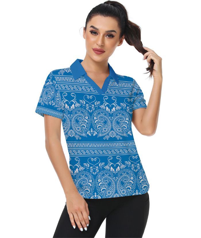 ZITY Women's V Neck Slim Fit Golf Polo Shirt-CUWPO01939