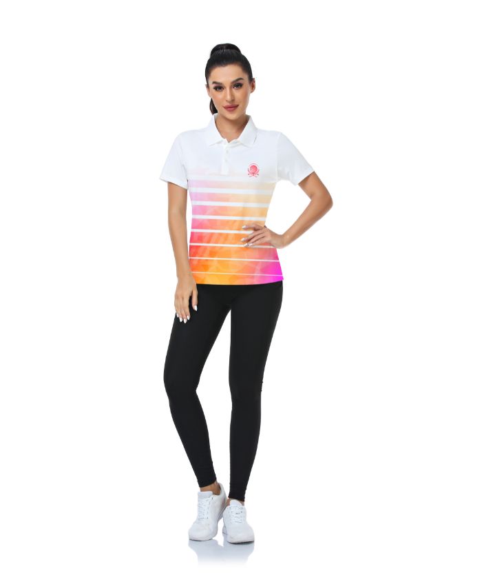 ZITY Women's Dri Fit Striped Casual Golf Polo Shirt-CUWPO01564