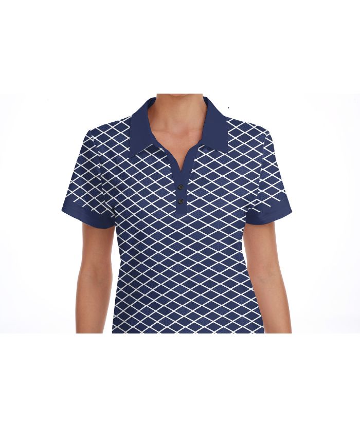 ZITY Women's Dri Fit Geometric Pattern Golf Polo Shirt-CUWPO01565