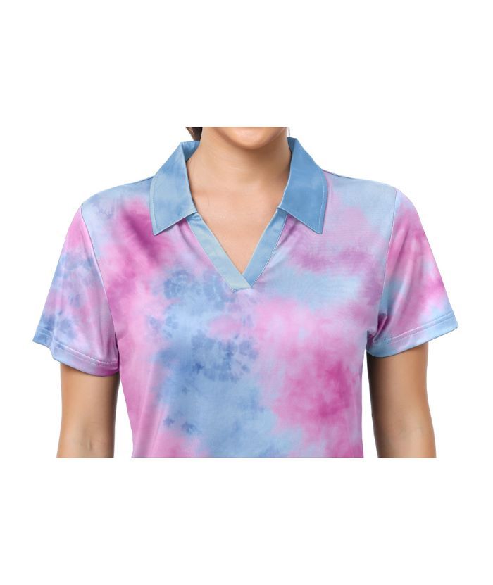 ZITY Women's Tie Dye print Dri fit Golf Polo Shirt-CUWPO01994