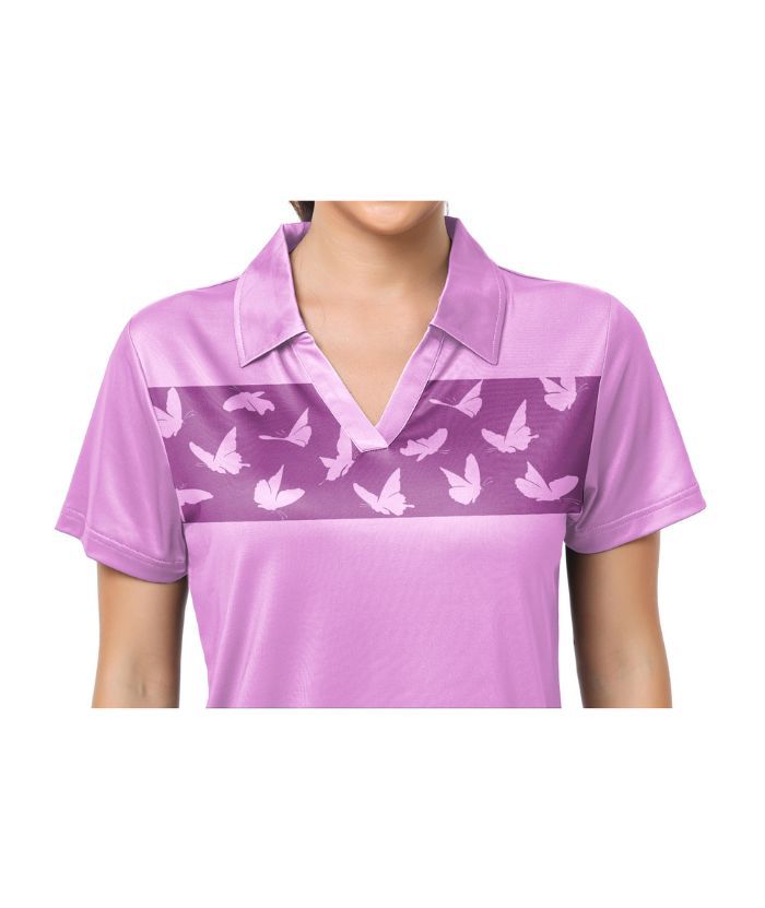 ZITY Women's Dri Fit Rose Purple Golf Polo Shirt-CUWPO02018