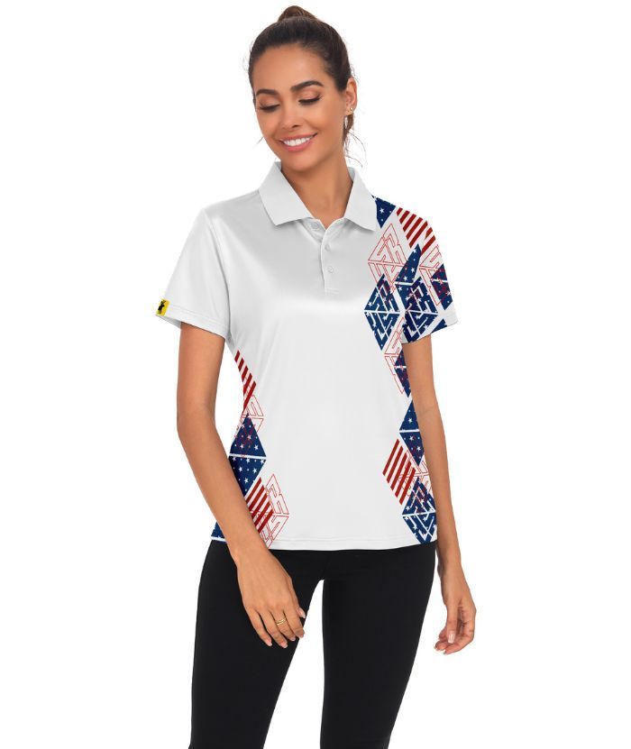 ZITY Women's Flag Theme Dri Fit Golf Polo Shirt-CUWPO02324
