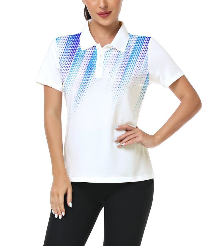 ZITY Women's Dotted Print Dri Fit Golf Polo Shirt-CUWPO02413