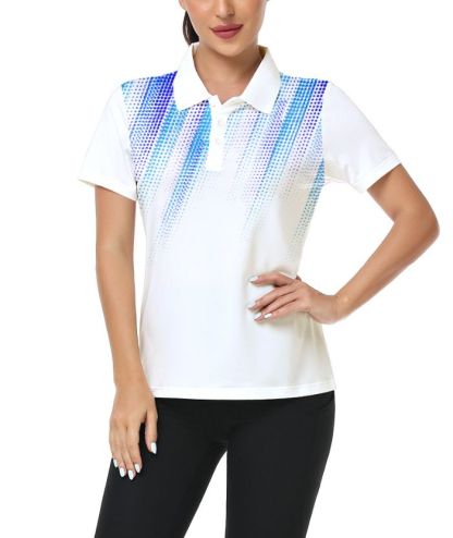 ZITY Women's Dotted Print Dri Fit Golf Polo Shirt-CUWPO02413