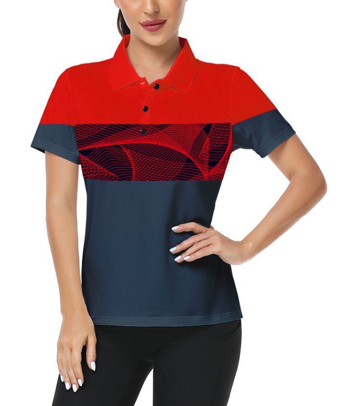 ZITY Women's Casual Printed Dri Fit Golf Polo Shirt-CUWPO02414