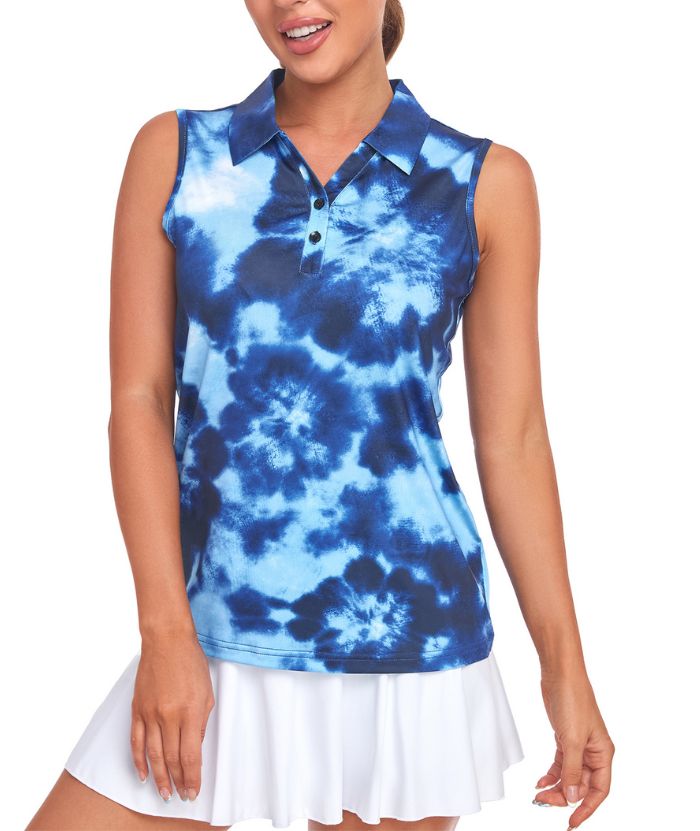 ZITY Women's Button Up Sleeveless Dri Fit Golf Polo Shirt-CUWBP02216