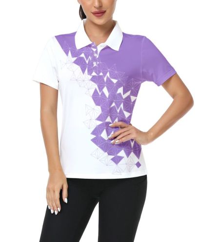 ZITY Women's Dri Fit Geometric Design Golf Polo Shirt-CUWPO02417