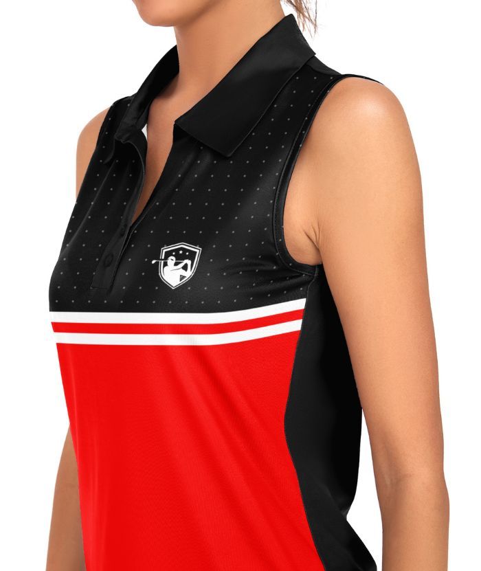 ZITY Women's Slim Fit V Neck Sleeveless Golf Polo Shirt-CUWBP02220
