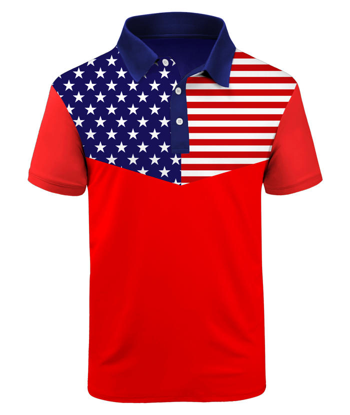 ZITY Men's US Flag Dri Fit Performance Golf Polo Shirt-APOH700105