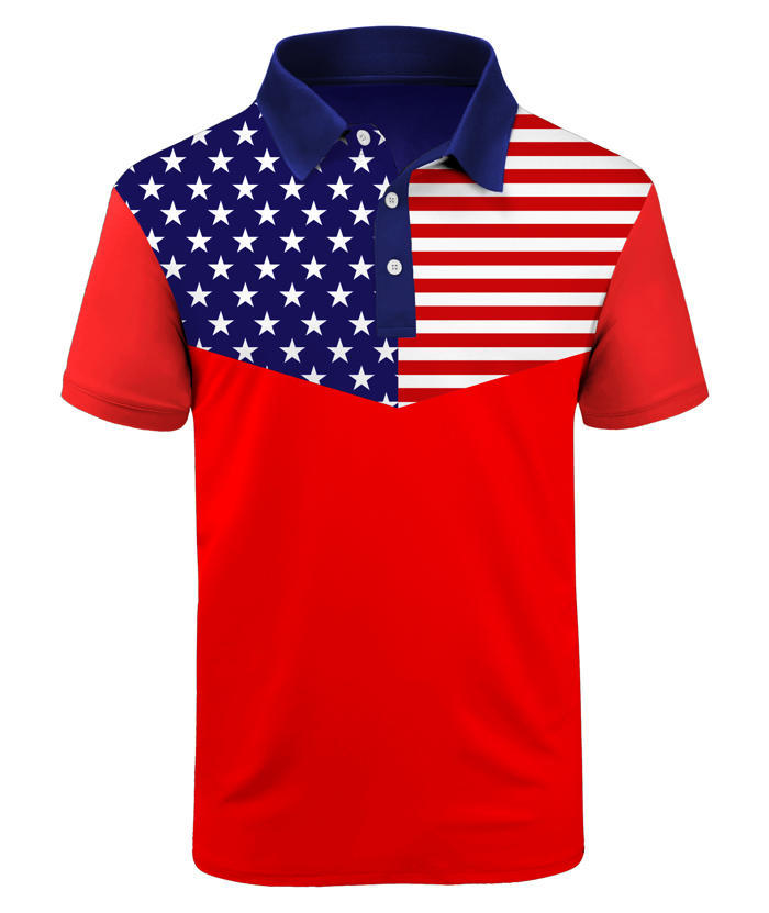 ZITY Men's US Flag Dri Fit Performance Golf Polo Shirt-APOH700105