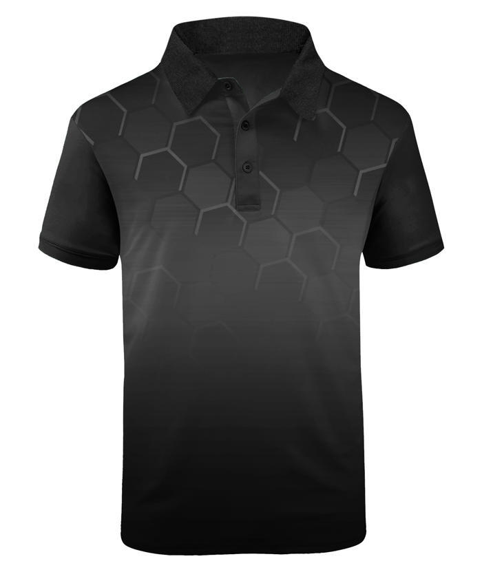ZITY Men's Gradient Hexagon Pattern Dri Fit Polo Shirt-APOH700046